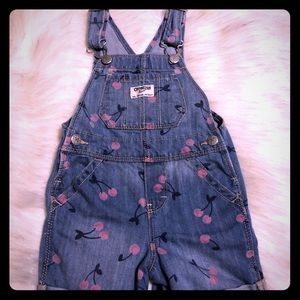 Oshkosh shorts overalls cherry print 2T